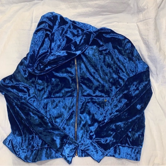 Fabletics Blue Crushed Velour Zip Up Hoodie Size XL - Picture 3 of 11